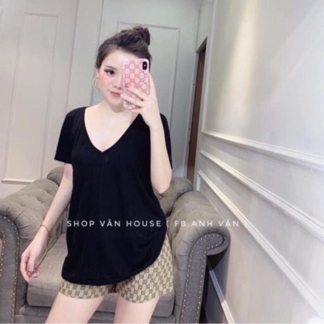 Áo Phông Cổ Tim Chất Đũi Giấy Cực Mát