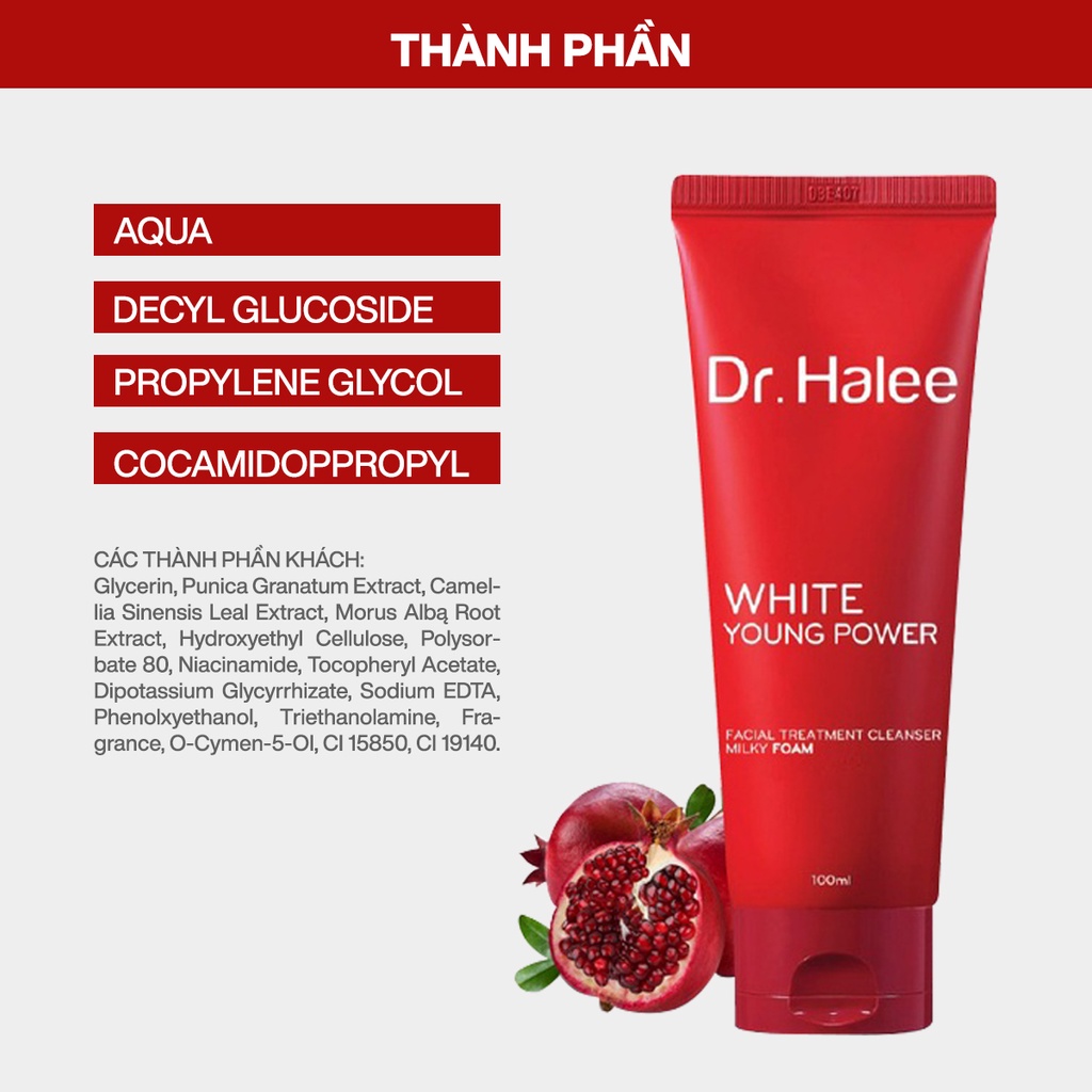 Sữa rửa mặt dịu nhẹ lựu đỏ Dr. Halee