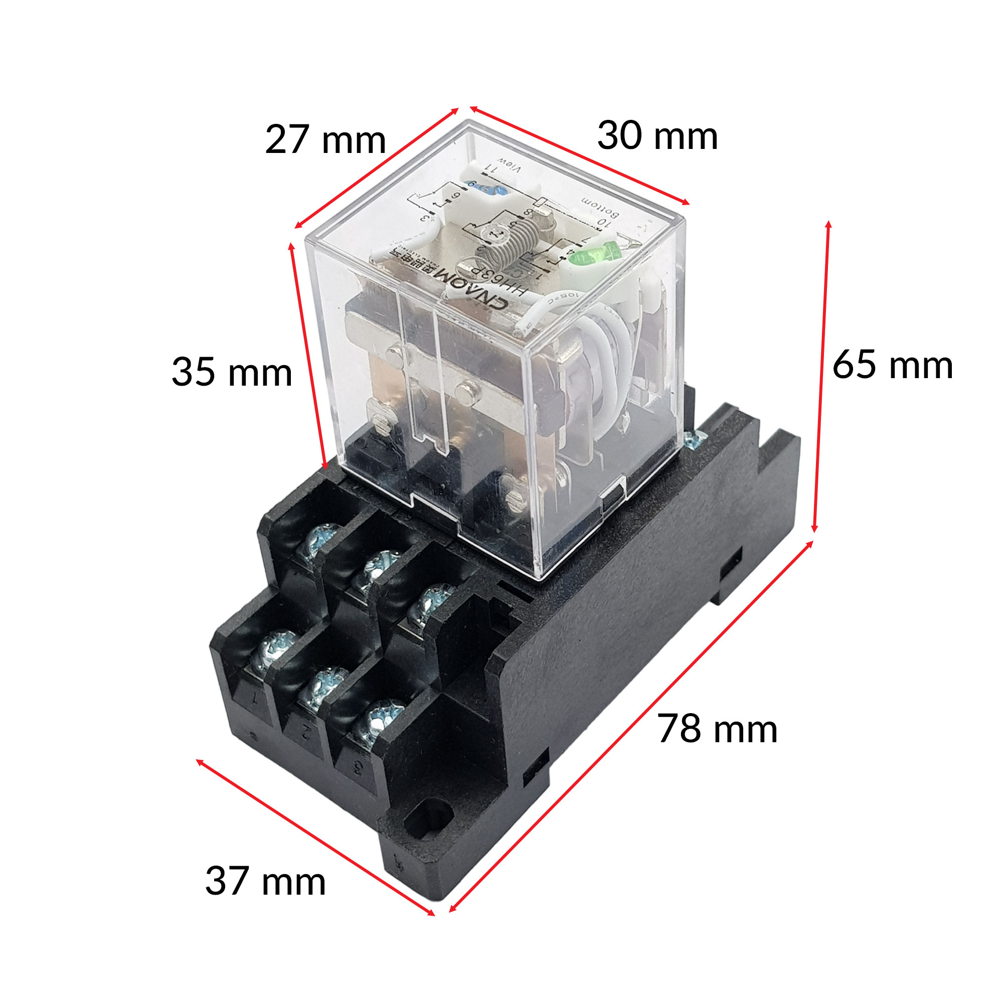 Relay trung gian Hh63p 12vdc, 24vdc, 220vac