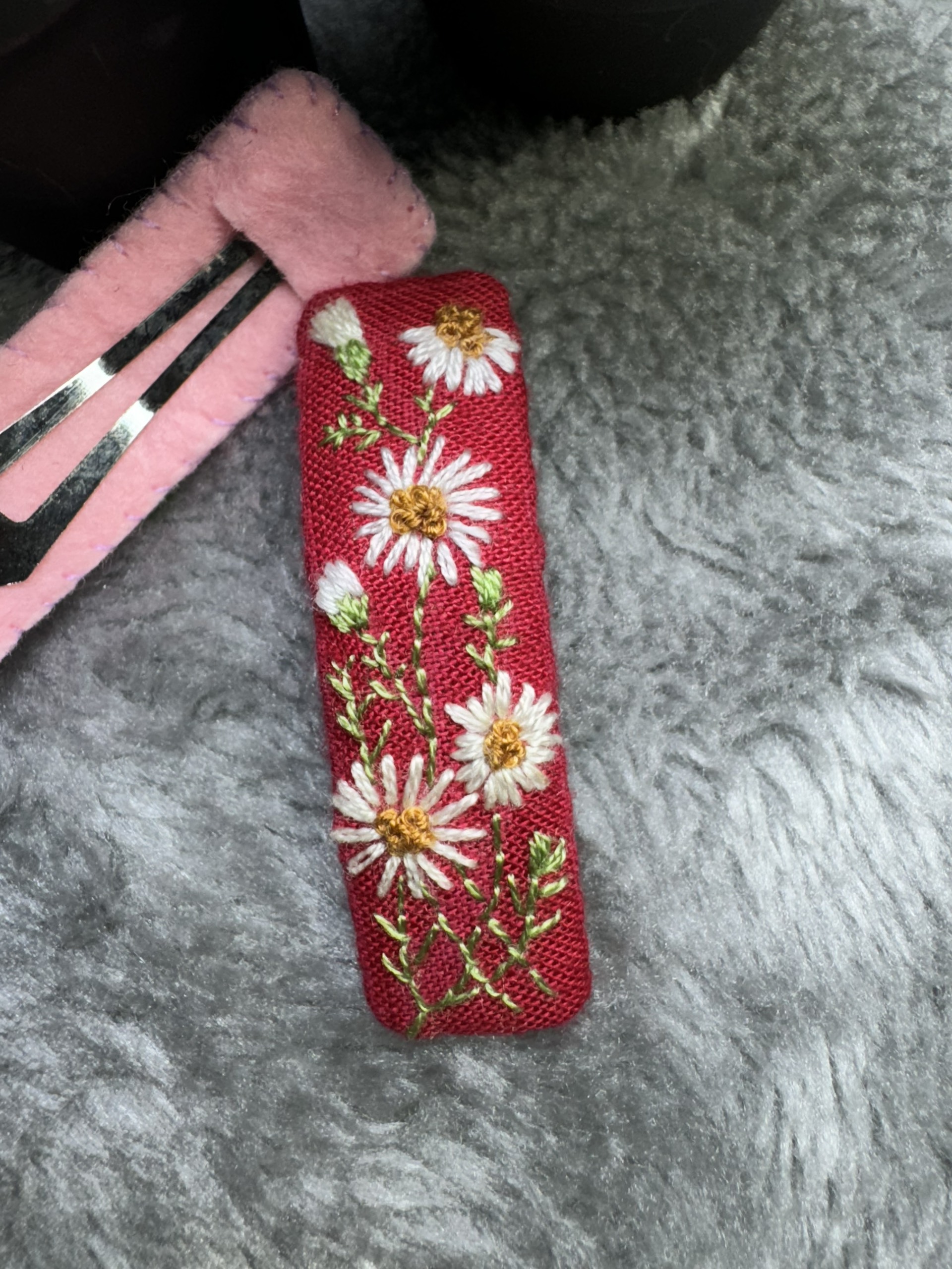 Kẹp Tóc ( Cặp Tóc bẻ ) Thêu Tay cao cấp 7cm Handmade