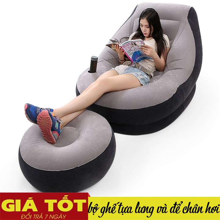 [ ĐỔI TRẢ 7 NGÀY TOÀN QUỐC ] Bộ ghế hơi tựa lưng, Ghế đệm hơi tựa lưng bọc nhung cao cấp/ghế hơi tựa lưng giá rẻ (Nâu)-Bảo hành đổi trả 7 ngày trên toàn quốc