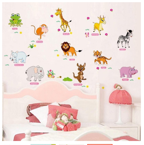 Decal dán tường Thú Tiếng Anh 2