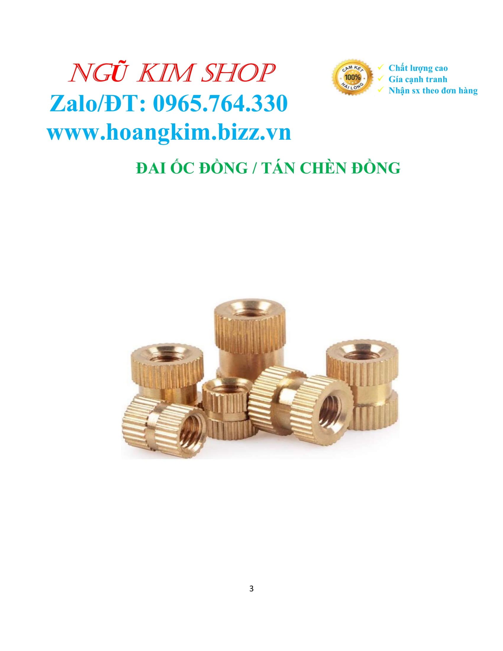 ĐAI ỐC ĐỒNG _ TÁN CHÈN ĐỒNG M3, M4, M5, M6, M8