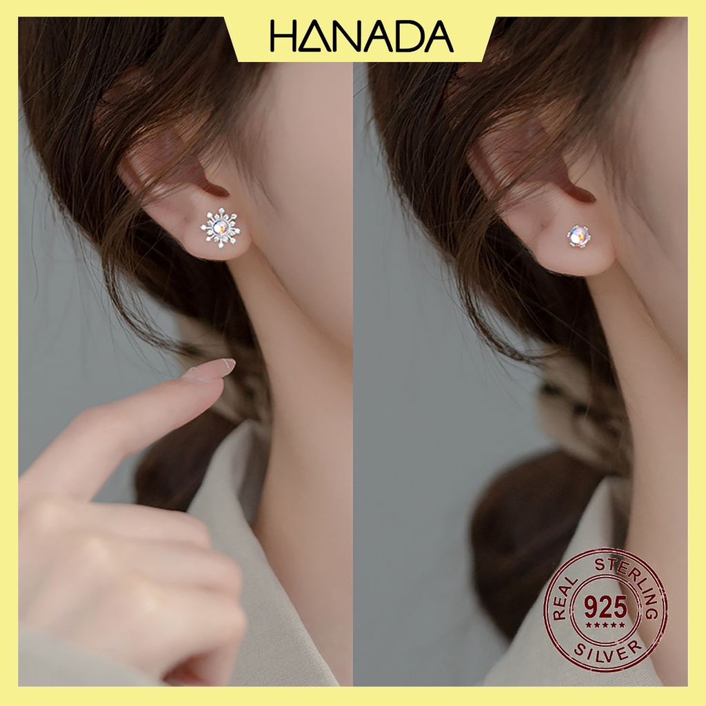 Bông Tai Bạc 925 Hanada Sao Đá Bất Đối Xứng 0376