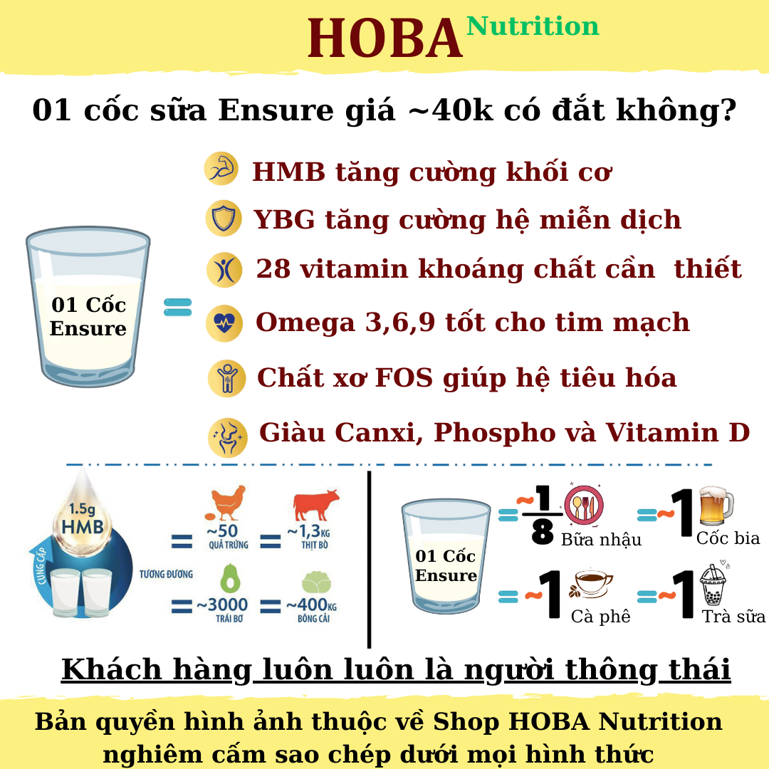 Sữa Ensure Gold bột có HMB và YBG 380g