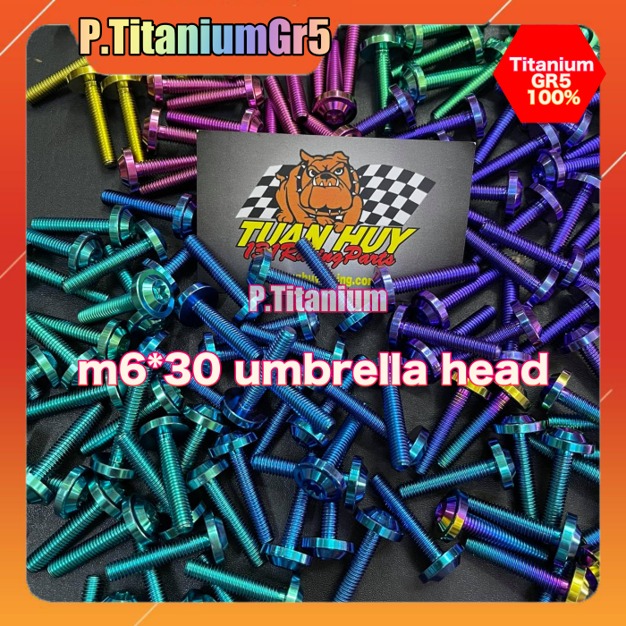 1 con Ốc 6li30 đầu dù to Titan Gr5 bắt nồi trong Ex 150  baga xe số  bắt nồi trong nhiều dòng xe