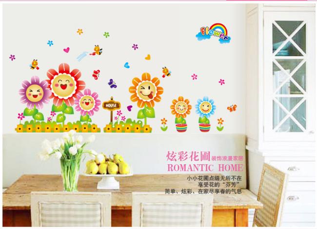 [HCM]Decal trang trí Chân tường Hoa Mặt Cười-K53