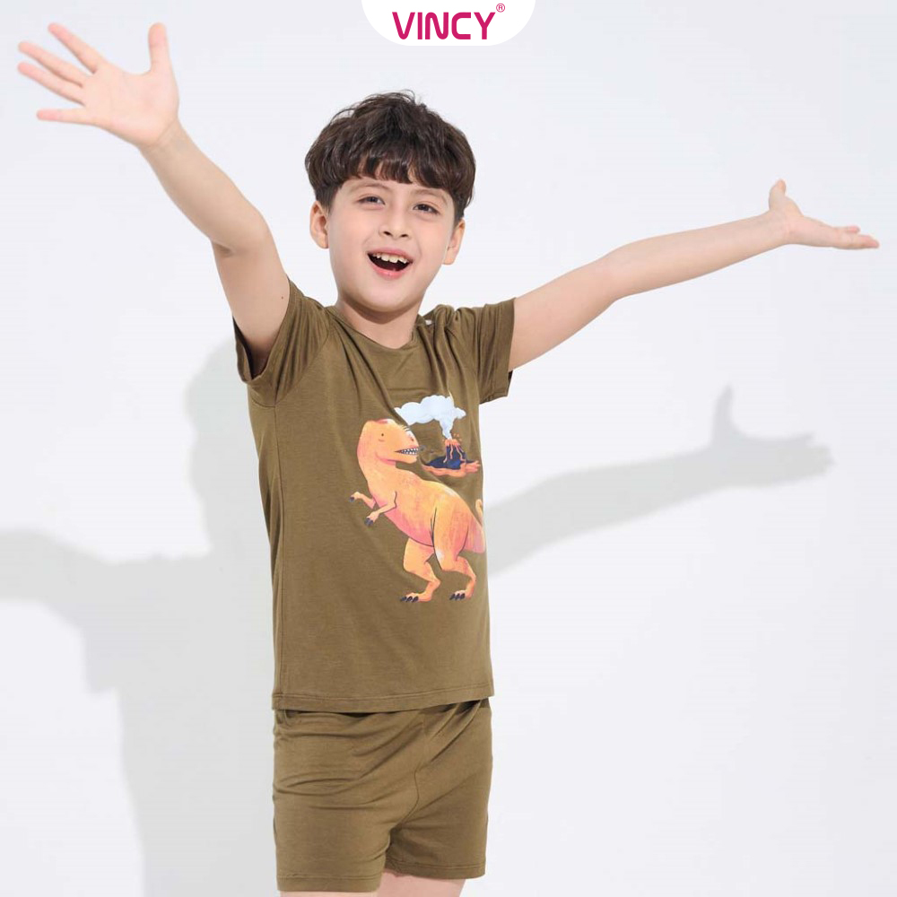 [Mua 3 giảm 20%, mua 2 giảm 15%] Bộ Đồ Short Thun Bé Trai Vincy Thoáng Mát SST032W11