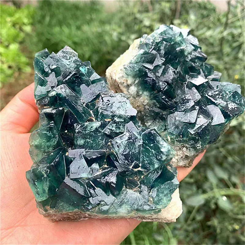Tự nhiên Ruby đá quý Pha Lê Mẫu khoáng chất màu xanh lá cây fluorite đá thô để trang trí