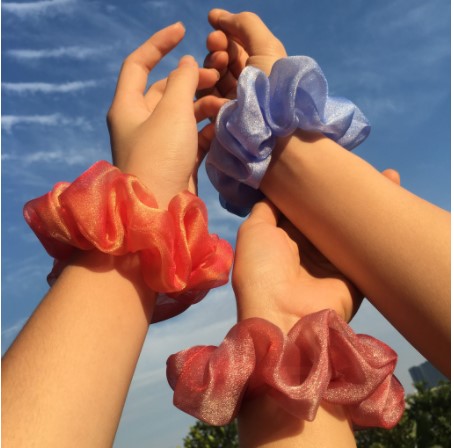 {Ảnh thật} cột tóc vải scrunchies von lụa ánh kim mềm xịn