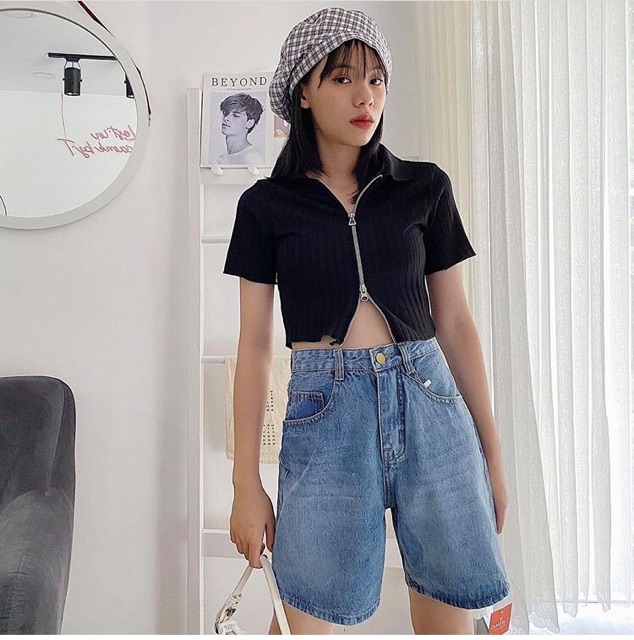 🔥ÁO CROPTOP GÂN DÂY KÉO SEXY