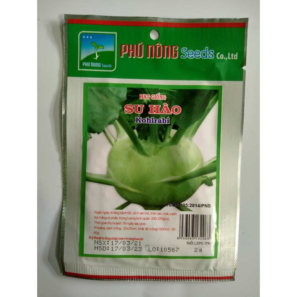 Gói 2gram hạt giống su hào xanh phú nông chịu nhiệt