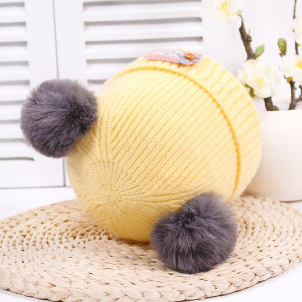 Mũ Len Hai Quả Cầu Bông Cho Bé - MK3 hap1796