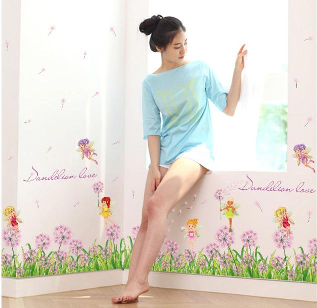 Decal trang trí chân tường Bồ Công Anh thiên thần-K44