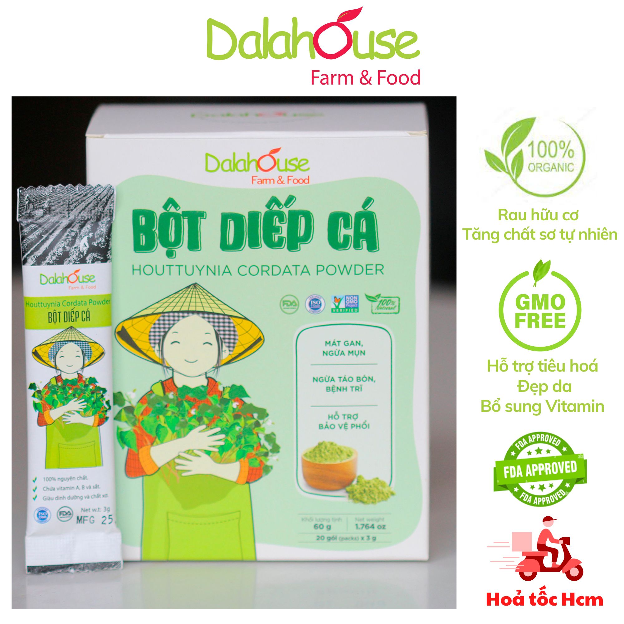 Bột Diếp Cá Dalahouse Hữu Cơ Sấy Lạnh Nguyên Chất