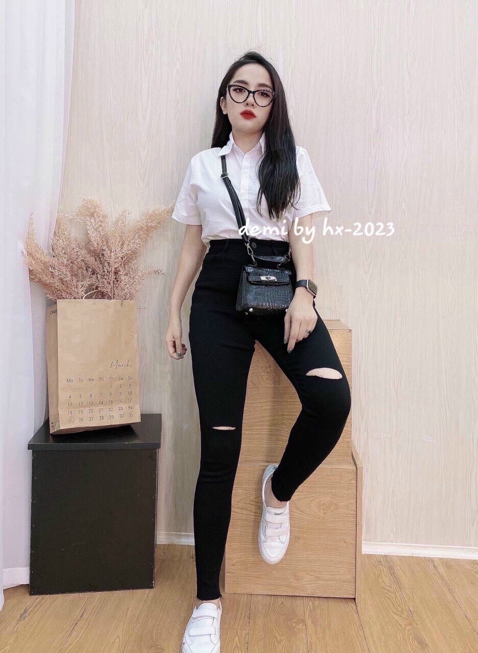 [HCM]Quần skiny rách gối thần thánh tôn dáng