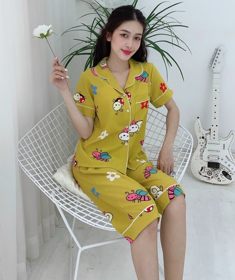 BỘ PIJAMA SIZE M - L - XL ( 38KG - 63KG ) LỤA THÁI LỬNG , QUẦN CÓ TÚI SÂU