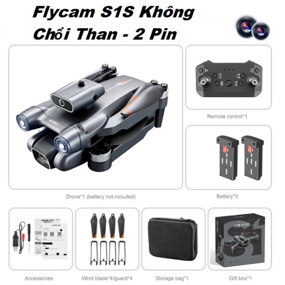 Drones mini flycam S1S pro-drone camera 6K-flaycam-fly orange price cheap-aircraft flycam-playcam-phờ hybrid Cam-play-flycam has dual camera 6K WiFi FPV 4 face avoid obstacles, động brushless motor.