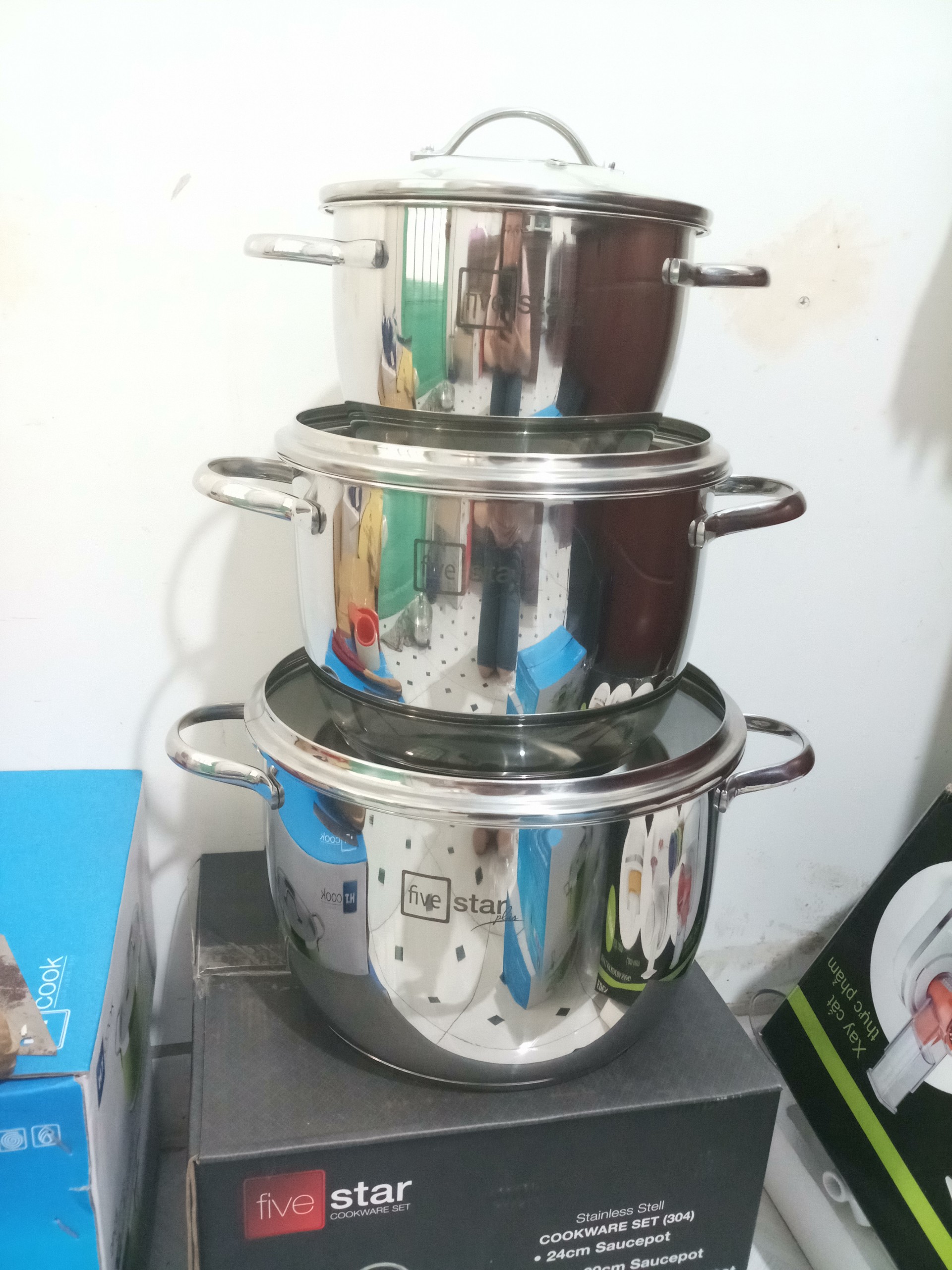 BỘ 3 NỒI CAO CẤP FIVESTAR (INOX 304 – THÂN CAO – NẮP KÍNH)