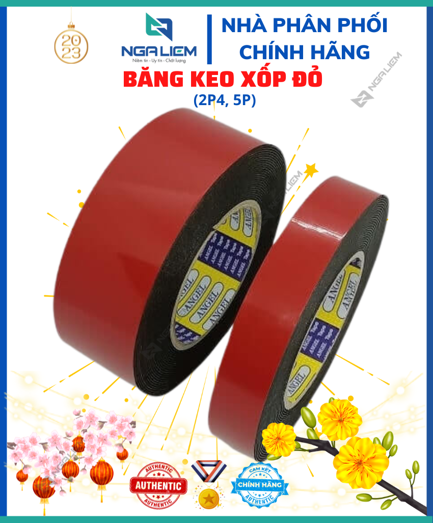 Băng Keo Xốp Đỏ 2P4 (24cm), 5P (50cm)