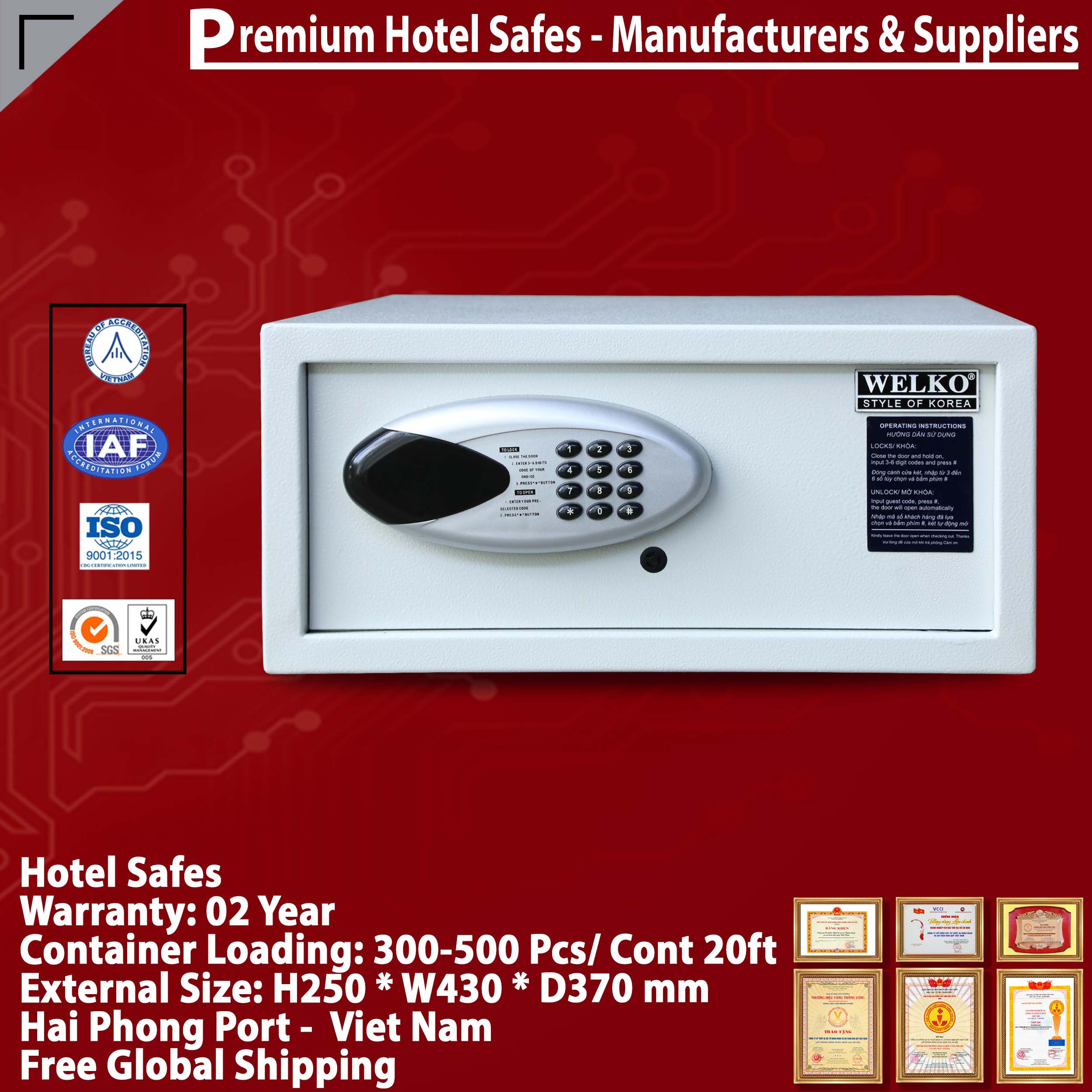 Két Sắt Khách Sạn Hotel Safes WELKO HS42 BD
