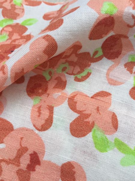 Vải linen bột hoa màu gạch chùm!