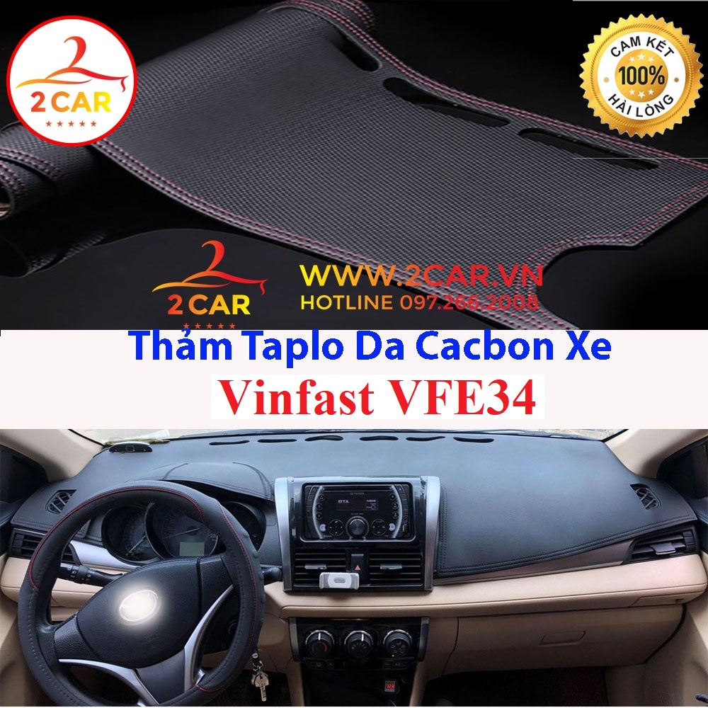 Thảm taplo vinfast vfe34, e34 2022, 2023 vân da carbon , thảm taplo da fvfe34