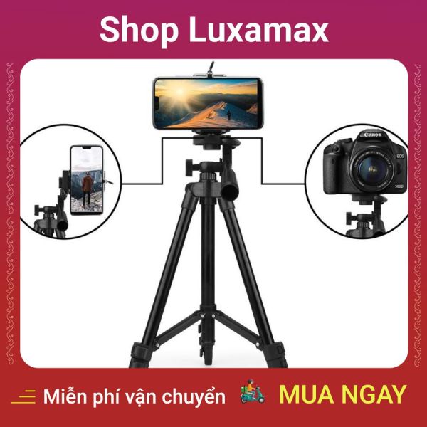 Giá đỡ tripod 3 chân xoay ngang dọc hỗ trợ chụp ảnh, livestream nhẹ gọn tặng kèm đầu kẹp điện thoại 2 lỗ chắc chắn DTK17589287 - Shop Luxamax