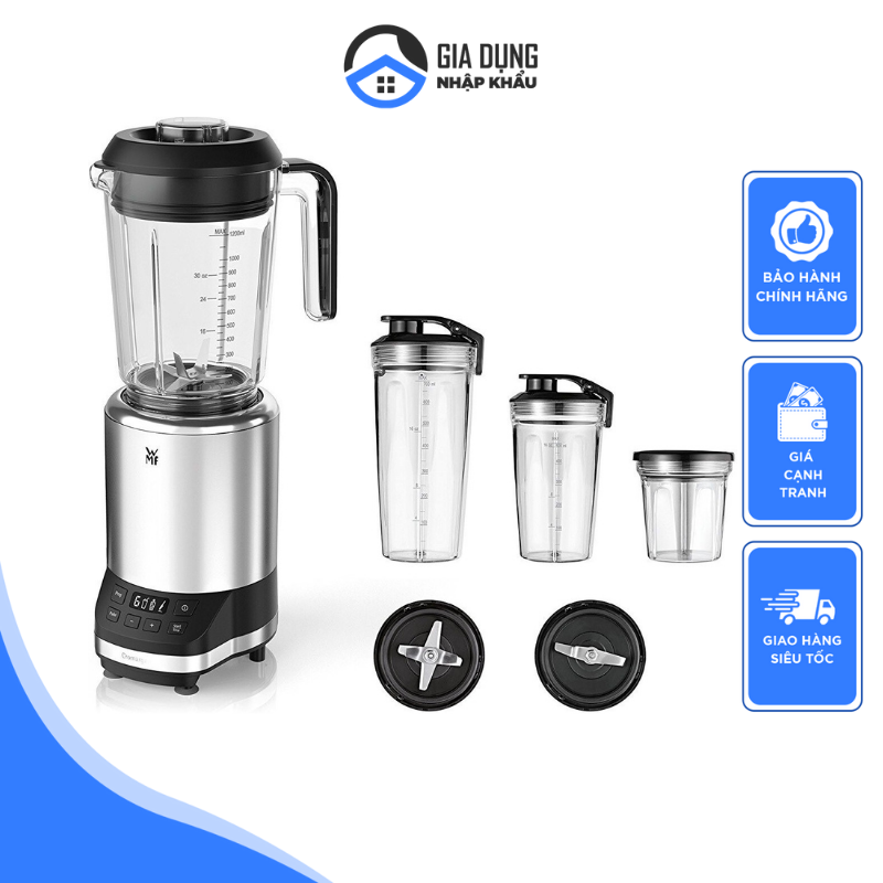 WMF Kult Pro multifunctional mixer, high-performance mixer, 30,000 rpm, smoothie maker, stand mixer, ice crush function, 4 mixing containers including ToGo closure