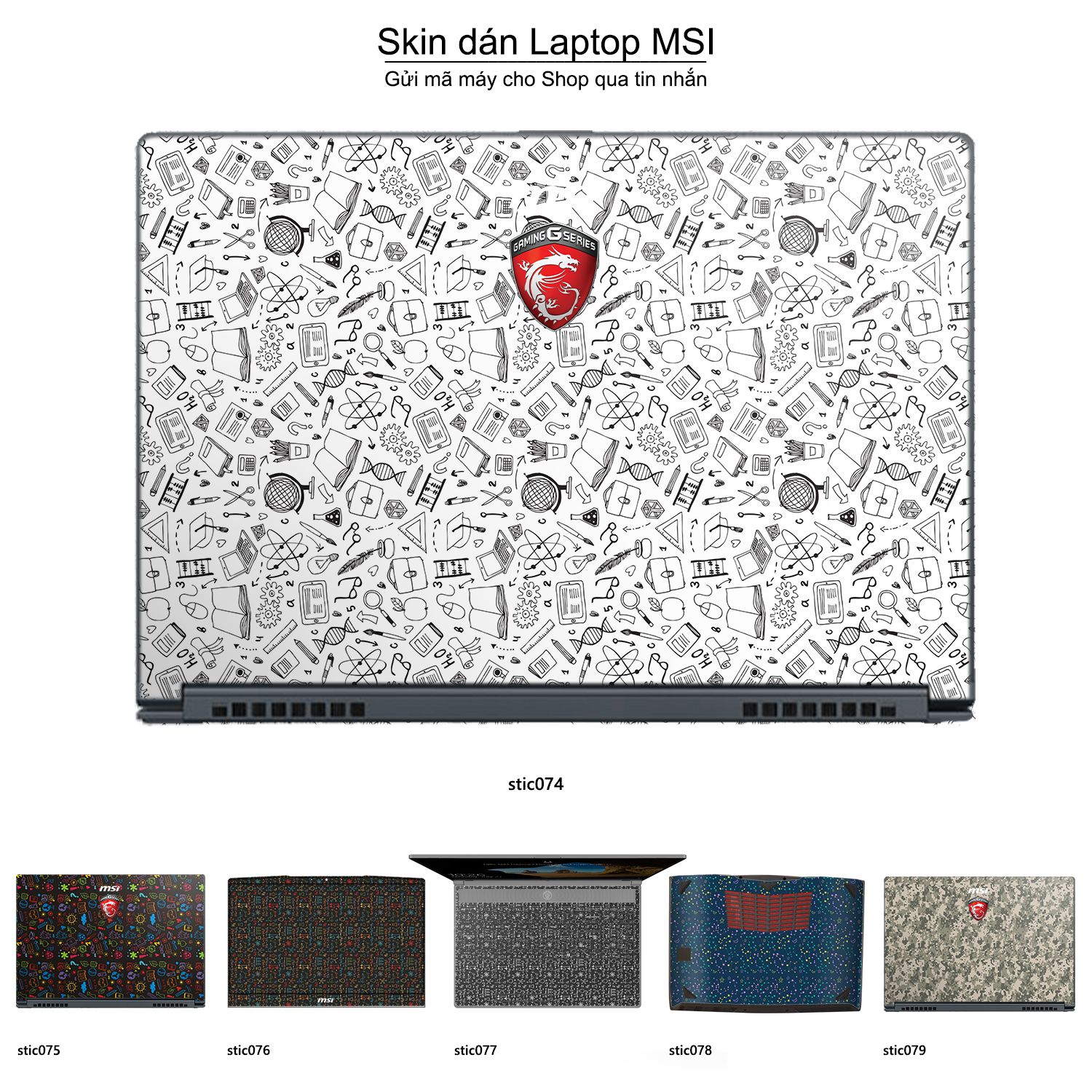 Decal Skin dán Laptop MSI mẫu Hoa văn sticker (inbox mã máy cho shop)