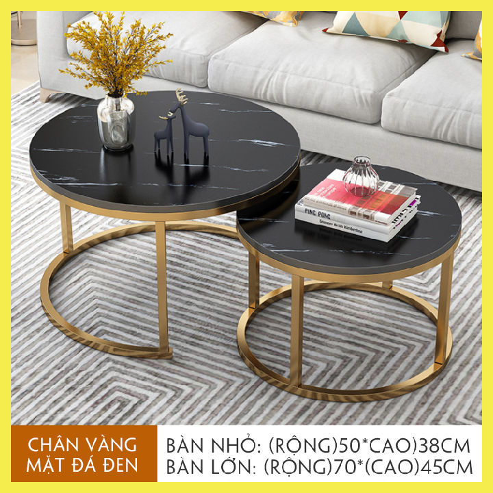 Bàn trà đôi cao cấp, bàn trà mặt vân đá đẹp, bàn sofa