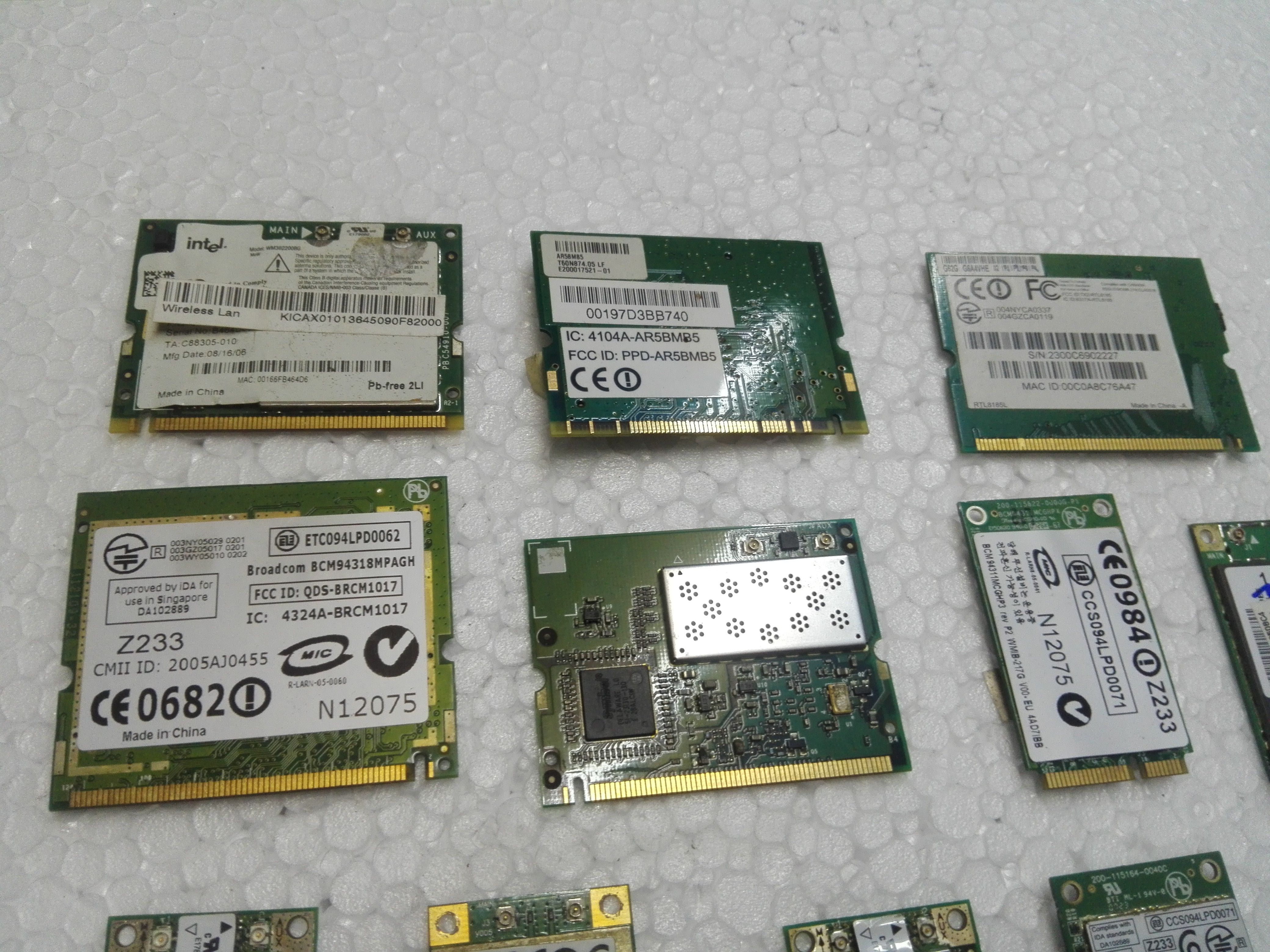 Thẻ WIFI Mini PCI chuẩn cho máy laptop, 18 miếng, đa dạng mẫu mã, phù hợp cho linh kiện máy tính.