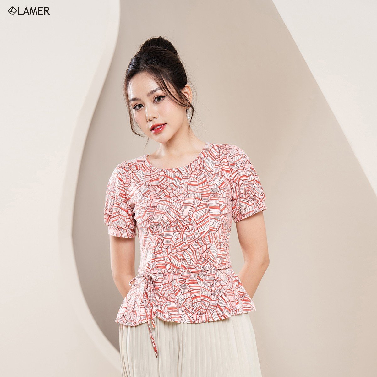 Áo Peplum Lamer Nơ Eo Tay Cộc L61B23H030