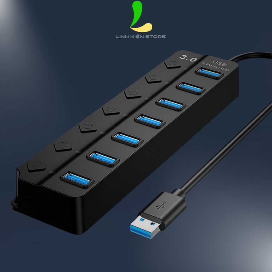 Bộ chia usb 7 cổng usb 3.0 - hub usb tốc độ cao có đèn led hỗ trợ máy tính, pc