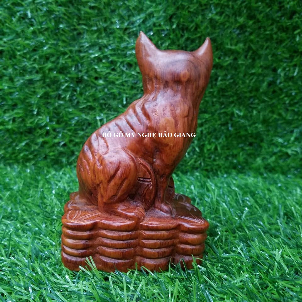 Tượng con mèo gỗ hương