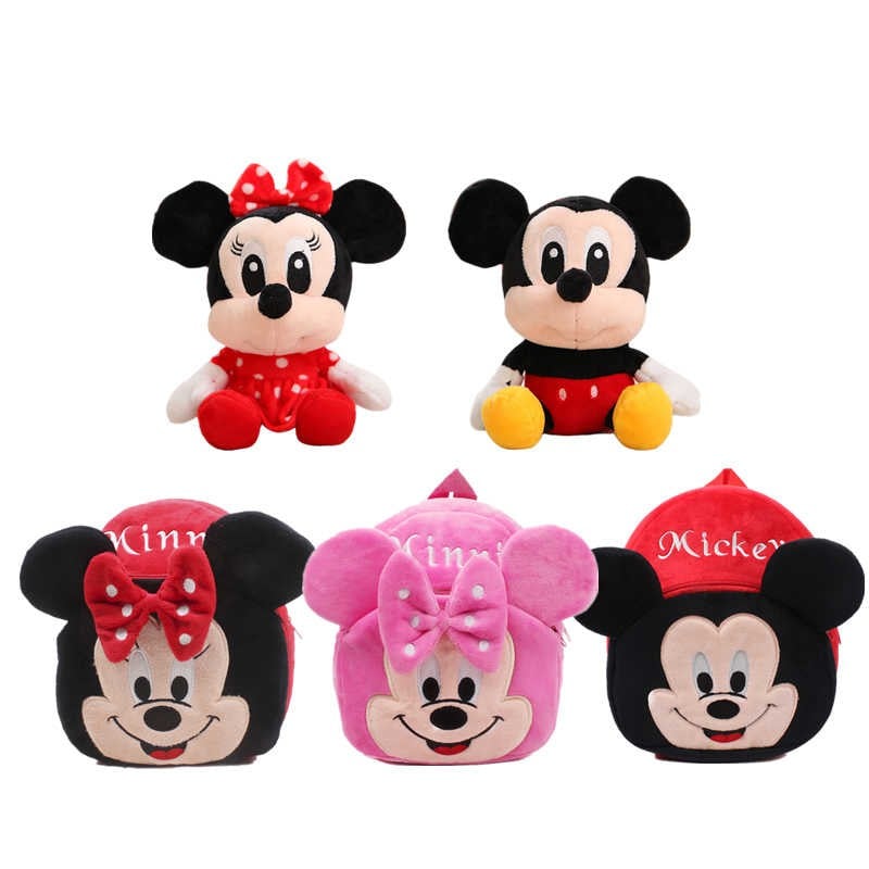 Balo Vải Bông Mickey Đỏ Cho Bé