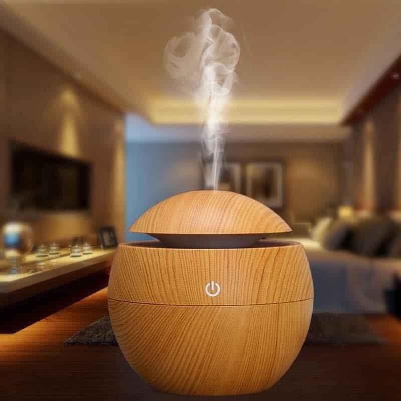 Máy Xông Tinh Dầu Hình Vân Gỗ Tròn, Máy Phun Sương Tinh Dầu, Máy Phun Sương, Máy Tạo Ẩm Khuếch Tán Tinh Dầu Không Gây Tiếng Ồn, Máy Xông Tinh Dầu Ổ Cắm USB