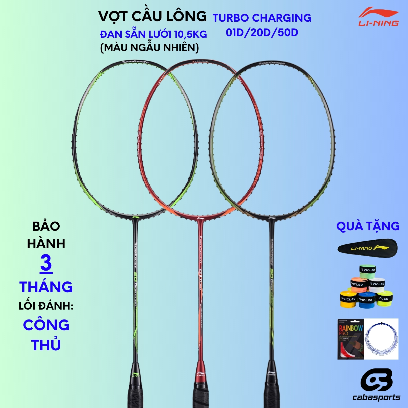Vợt cầu lông Lining Axforce Cannon, Lining HC1000, Lining Halbertec 2000 tặng quấn cán vợt cầu lông