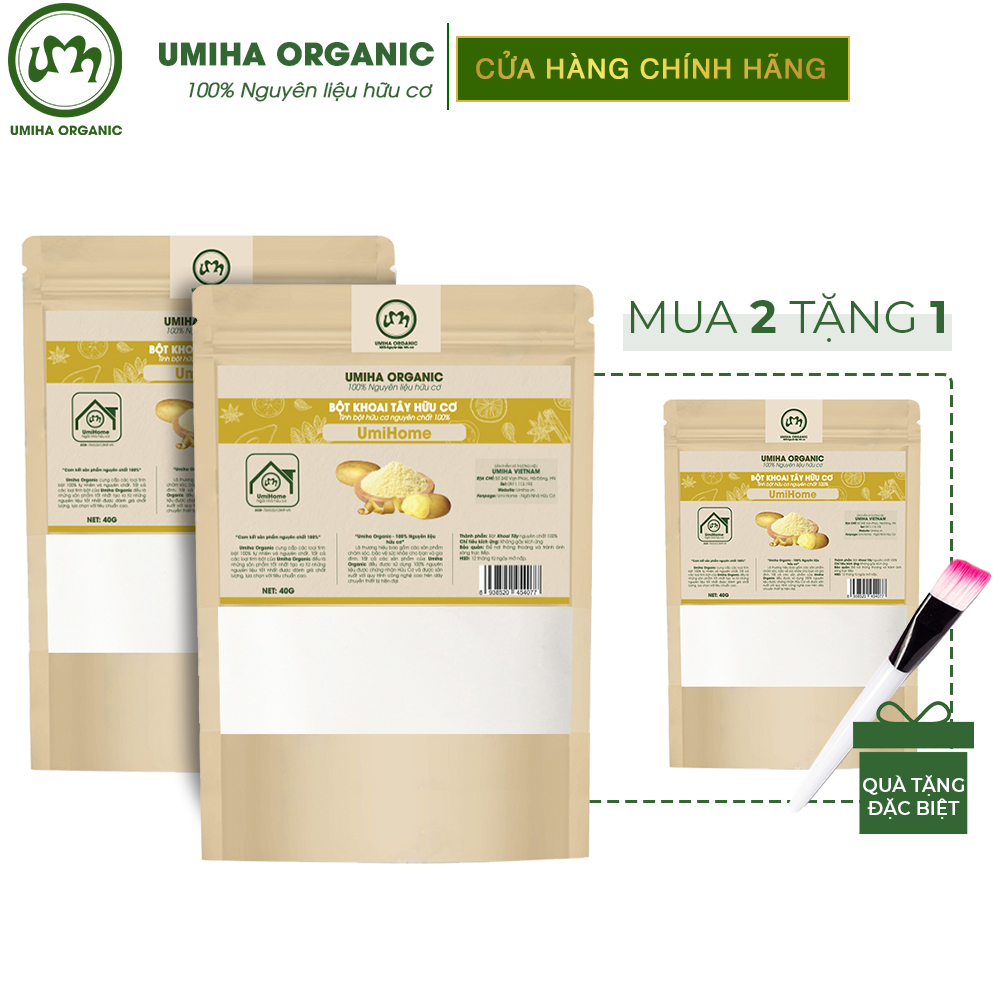 Bột Khoai Tây hữu cơ UMIHOME nguyên chất 40g - Đắp mặt trắng da mịn màng, tái tạo tế bào, ngừa lão hóa thâm mụn