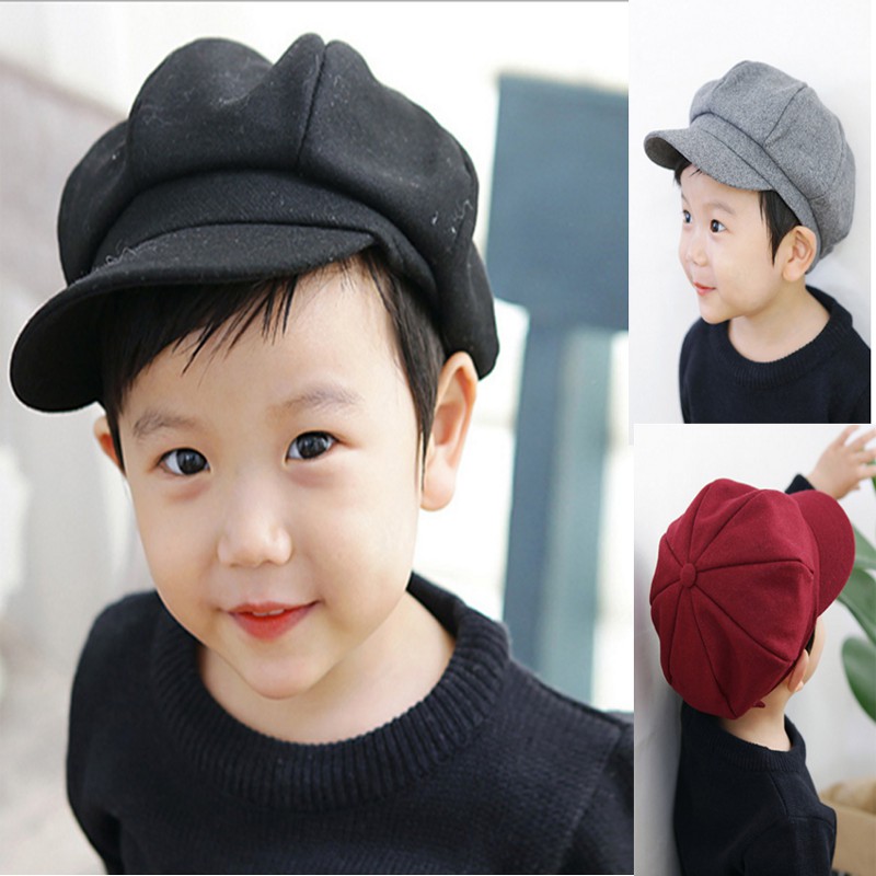 Mũ Beret Cho Bé Dễ Thương (Đỏ, Xám và Đen)