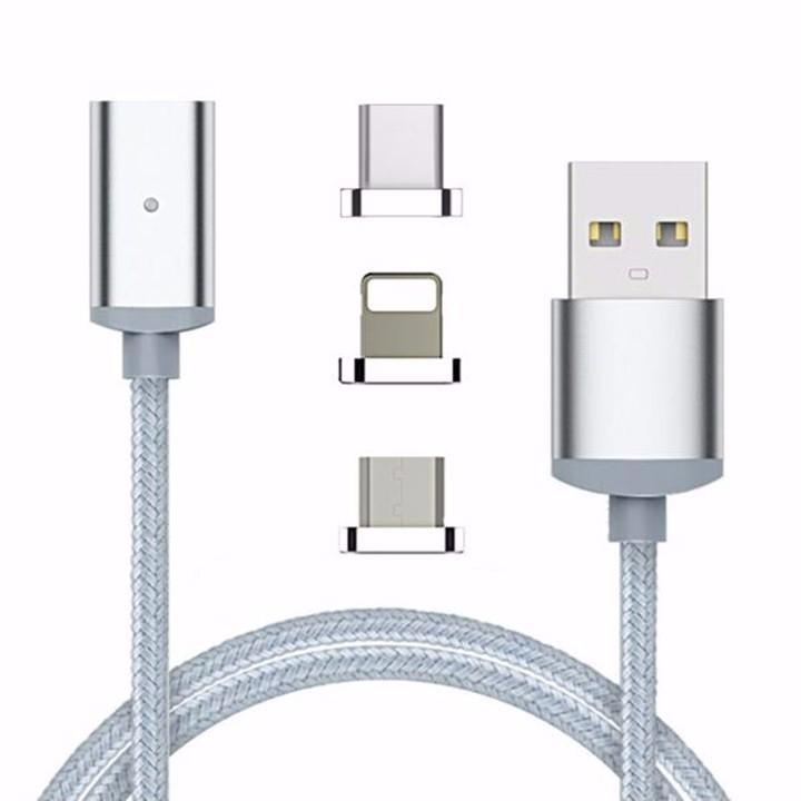 Cáp sạc nam châm 3 cổng - Micro USB - Lightning - Type C