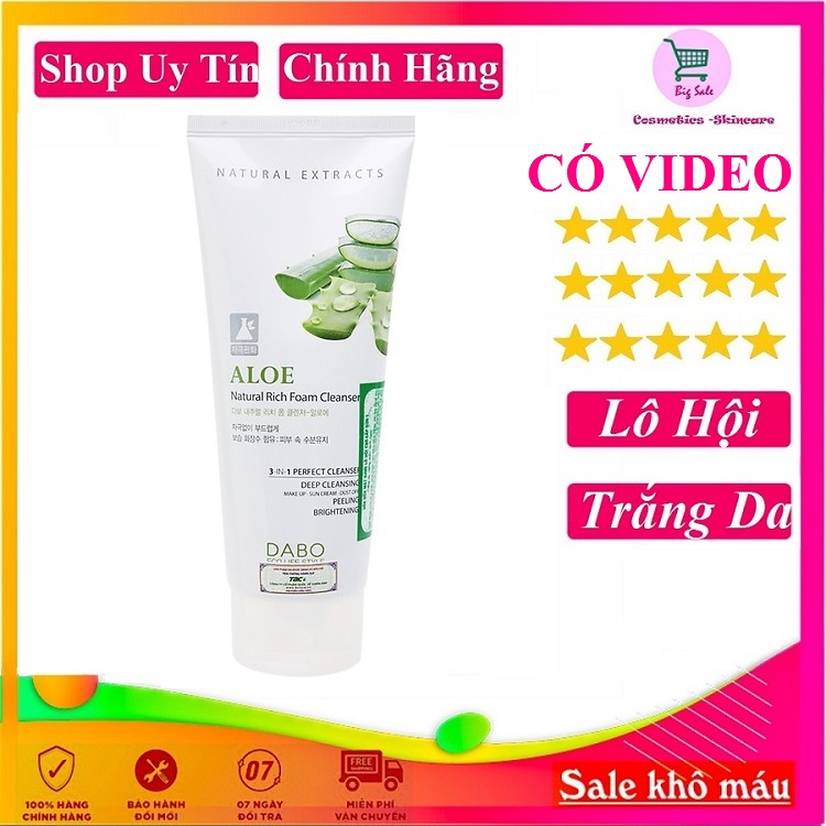 Sữa rửa mặt trắng da lô hội ALOE DABO hàn quốc 180ml