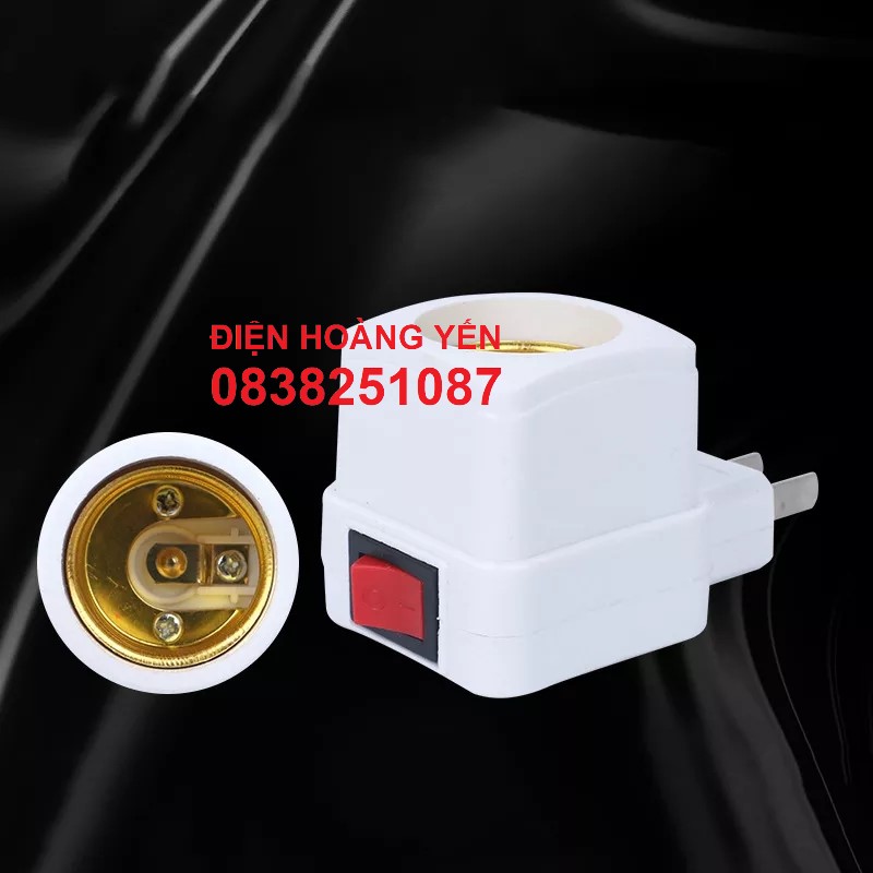 Đuôi bóng đèn có công tắc vuông E27 Hàng đẹp