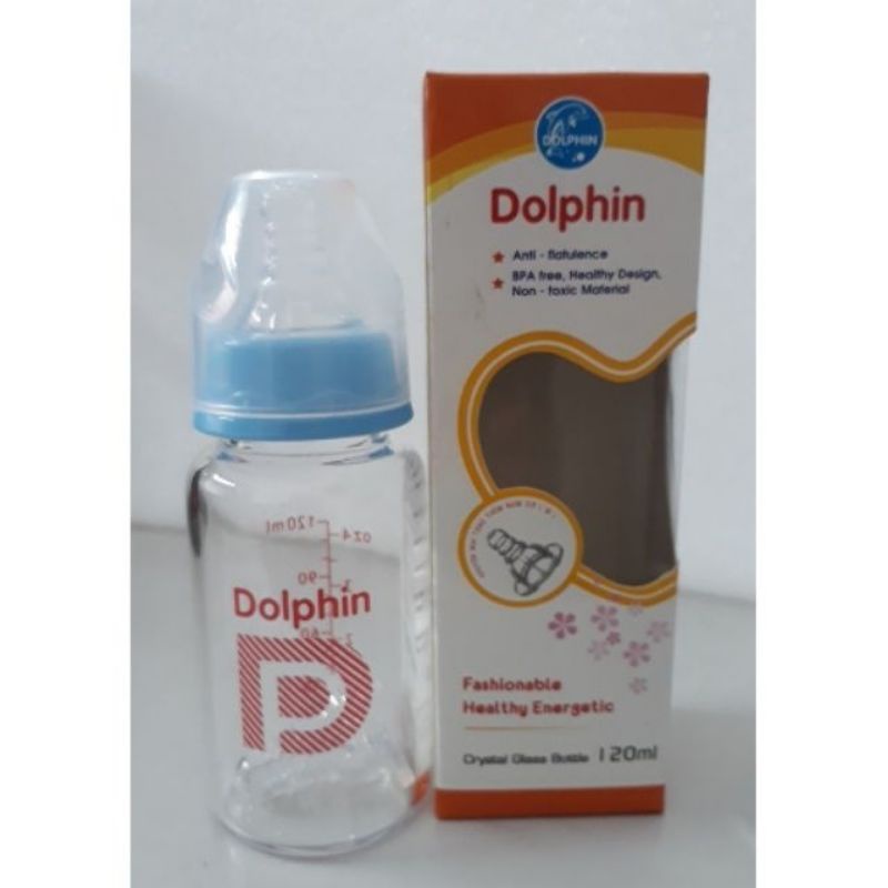 Bình Sữa Thủy Tinh Thường Dolphin 120ml/ 240ml