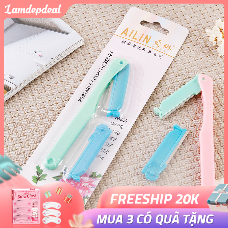 Bộ dao cạo lông mày Ailin kèm lưỡi thay thế - Cạo lông mày đẹp, điêu khắc chân mày - Dụng cụ trang điểm - Lamdepdeal