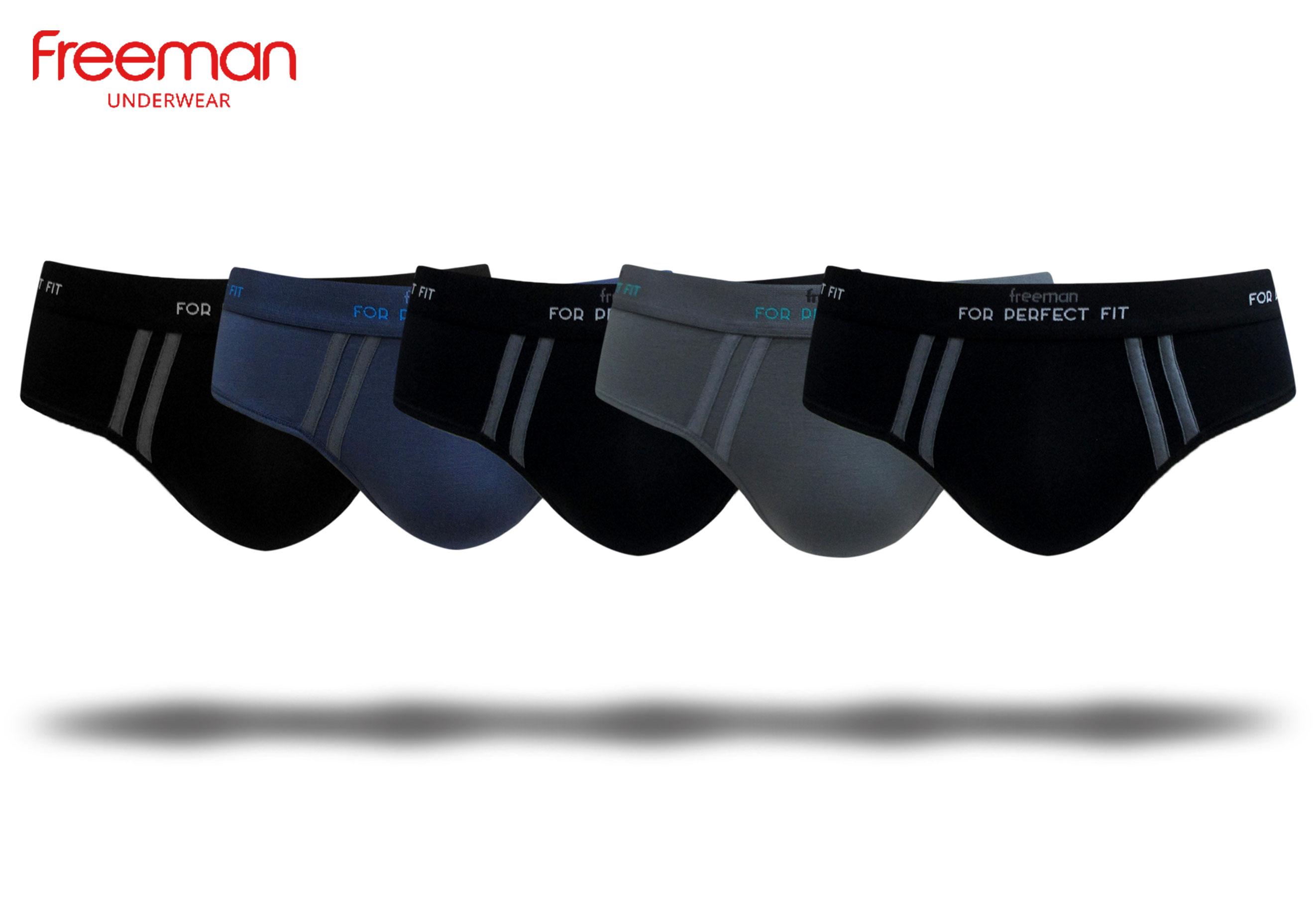 (MÀU ĐEN )Quần lót nam Freeman cao cấp [Combo 5] - Chất liệu Modal BC637
