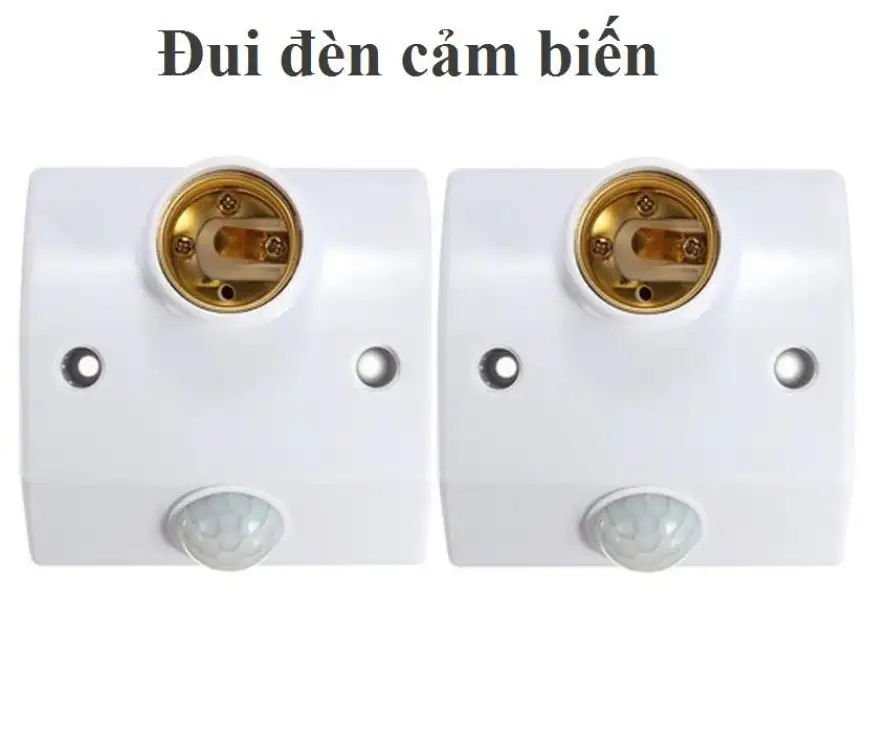 02 đui đèn cảm biến hồng ngoại tự động bật tắt đèn Home smart có nút chỉnh thời gian (trắng)