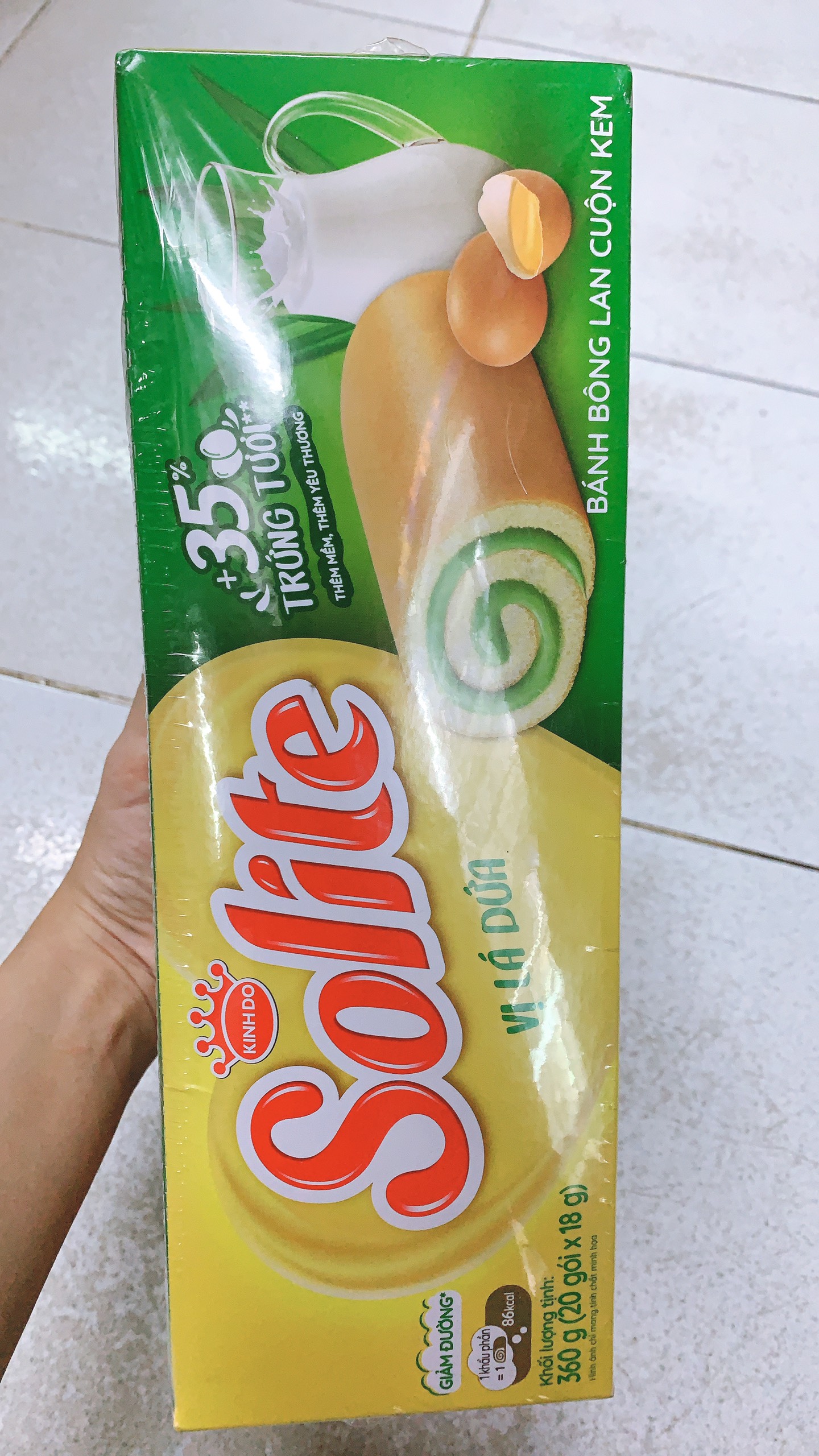 [socola/ dâu/ dứa/bơ sữa]Bánh Solite bông lan cuộn kem 360g (20 pack*18g)