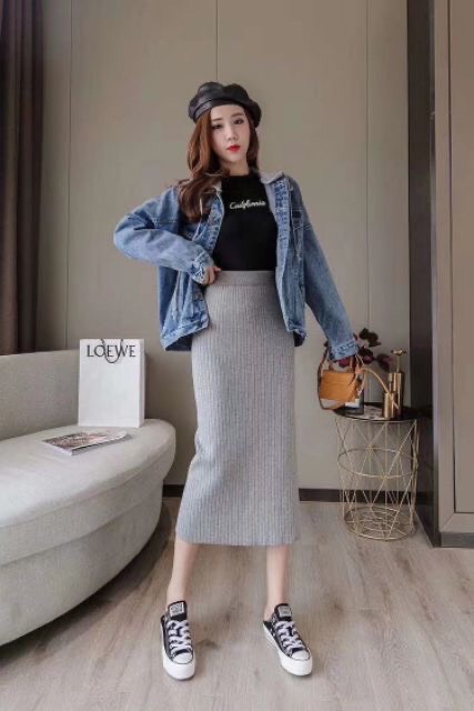 Chân váy len dáng dài Quảng Châu