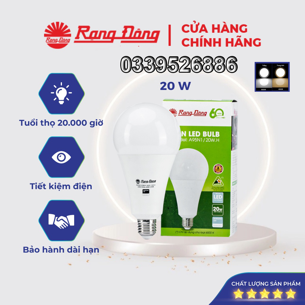 Bóng đèn LED bulb 20W Rạng Đông - SAMSUNG ChipLED